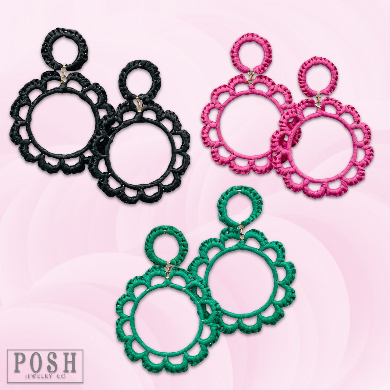 Raffia circle earring