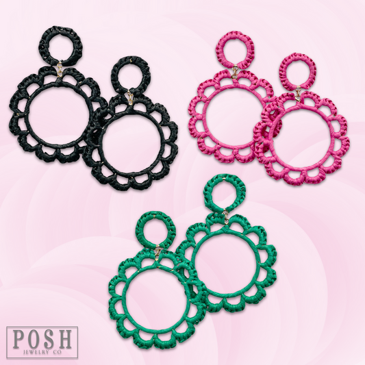 Raffia circle earring