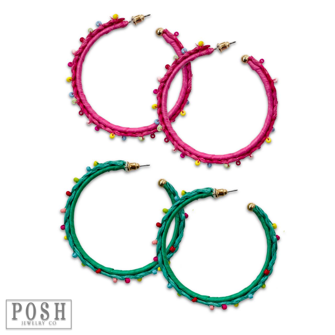 Raffia hoop earring
