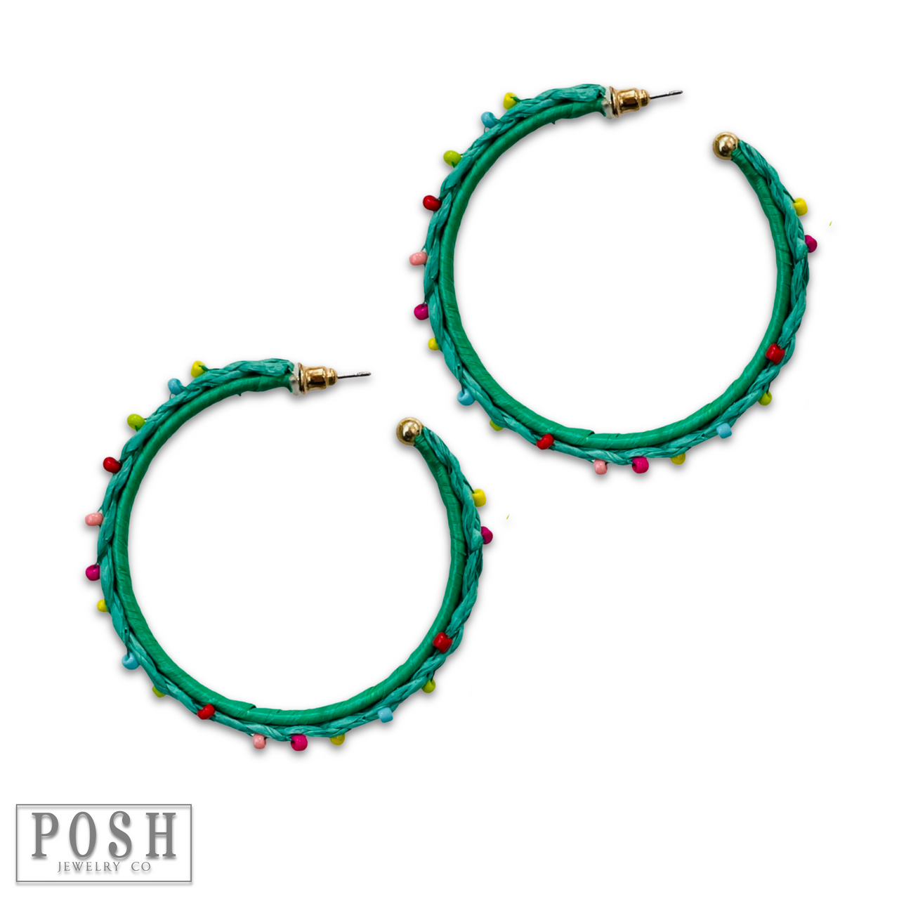 Raffia hoop earring