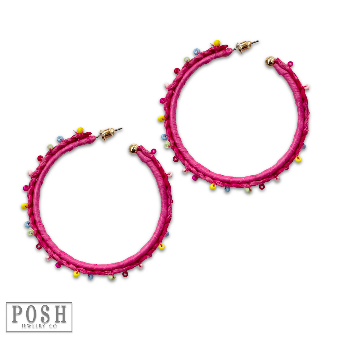 Raffia hoop earring