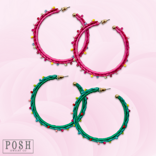 Raffia hoop earring