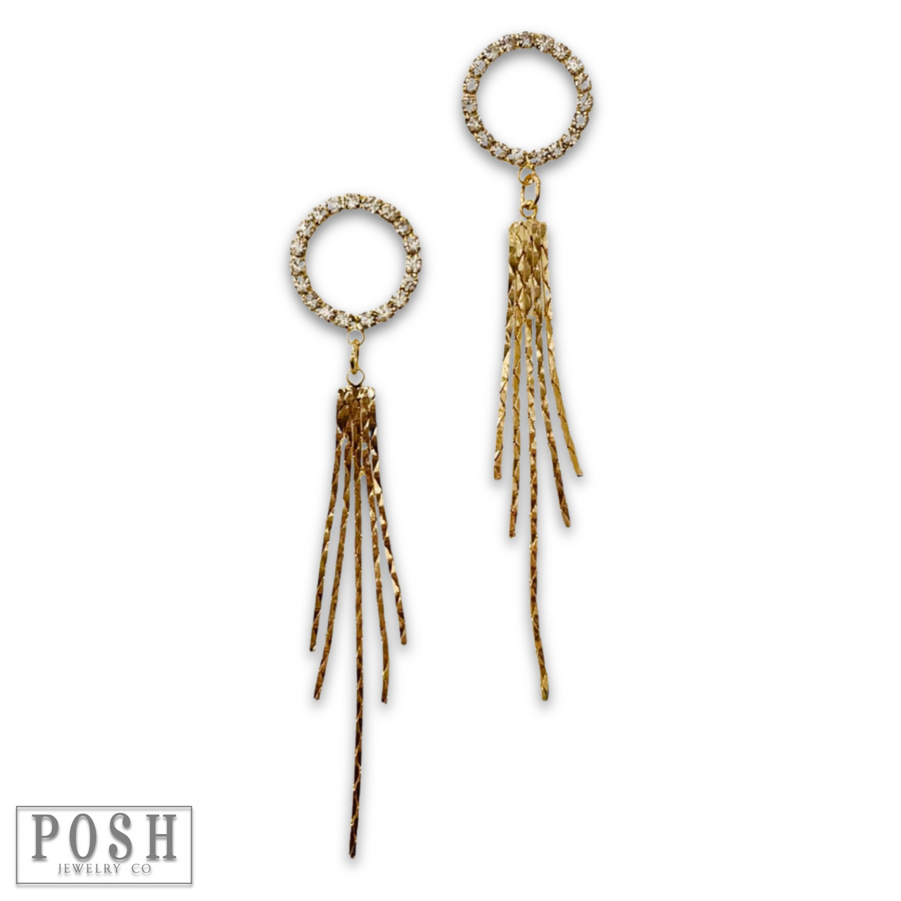 Rhinestone and fringe earring
