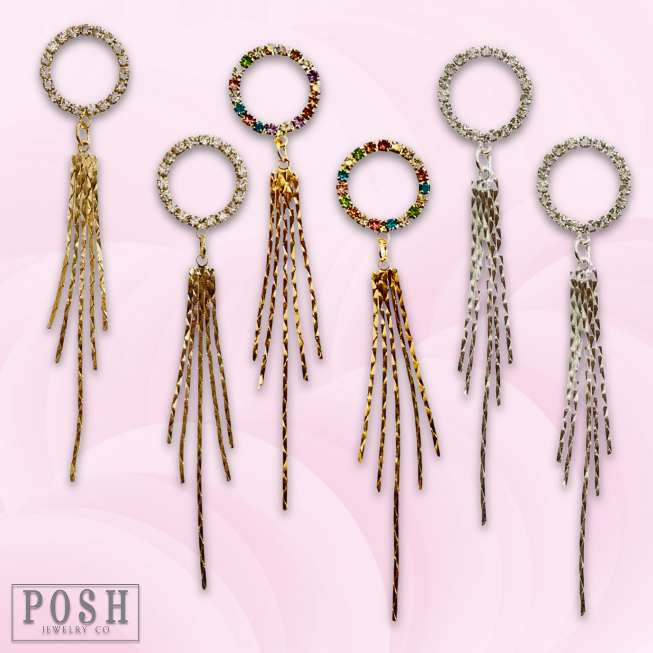 Rhinestone and fringe earring