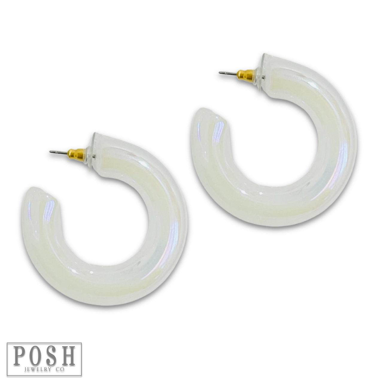 Iridescent acrylic hoop earring