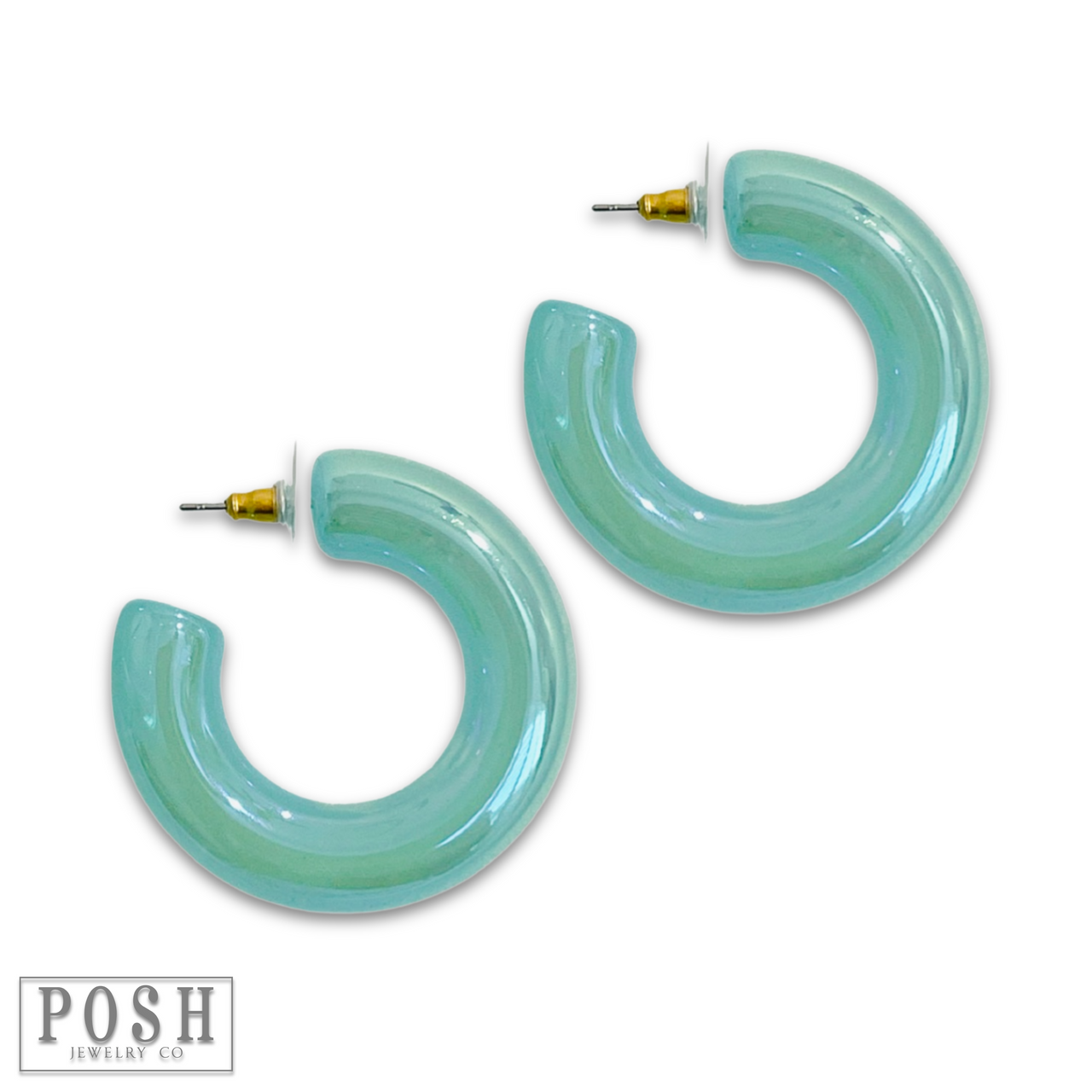 Iridescent acrylic hoop earring