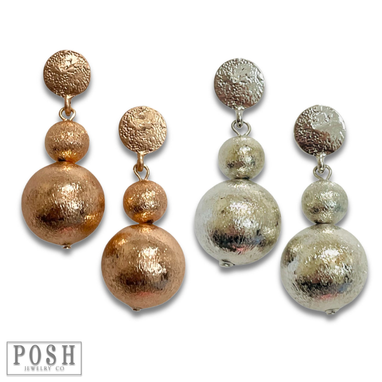 Double textured bead post earring