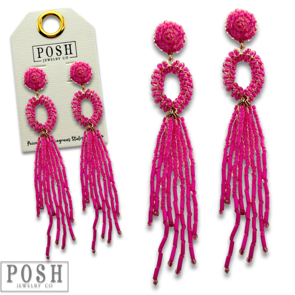 Bead fringe earring