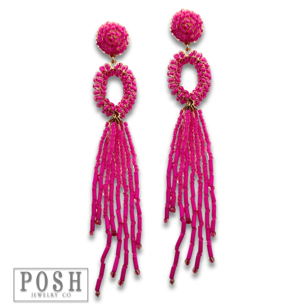Bead fringe earring