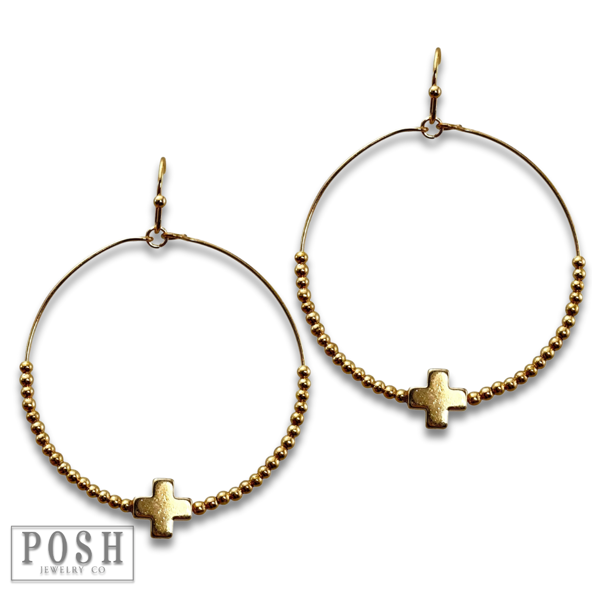 Square cross circle earring