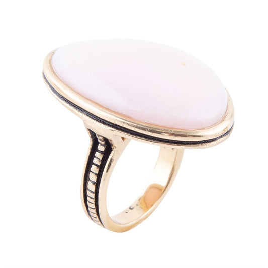 Pink Opal Golden Statement Ring