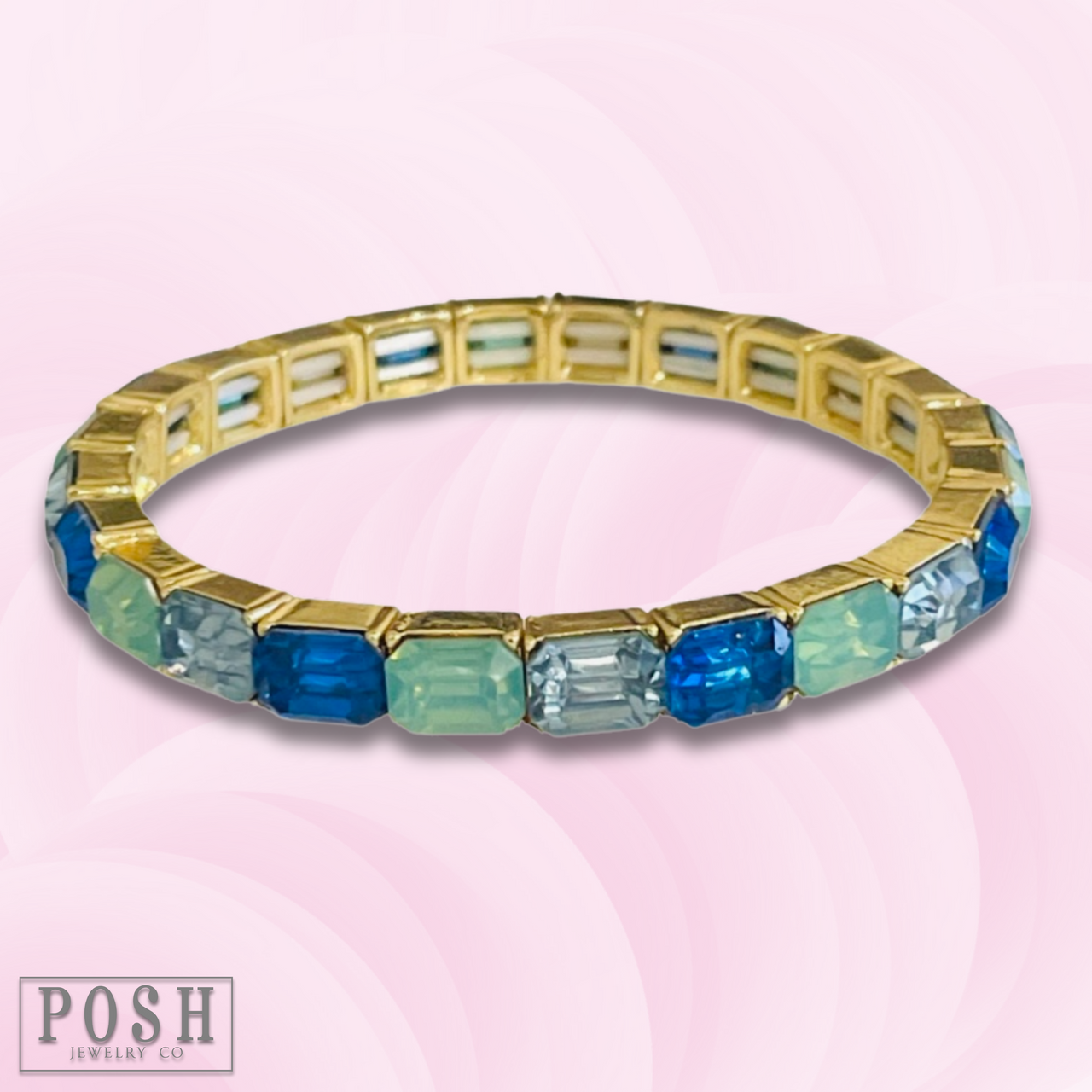 Rectangle rhinestone stretch bracelet