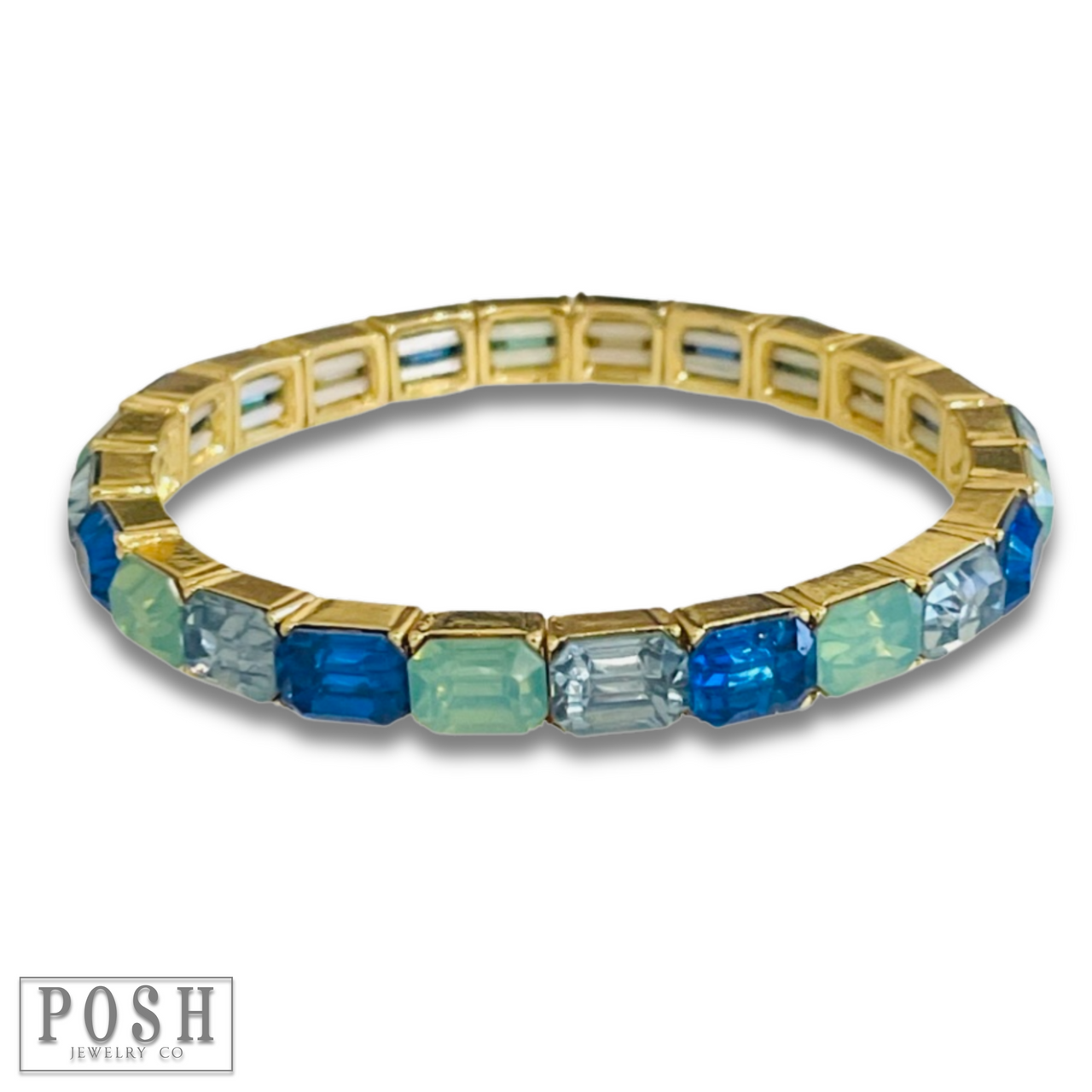 Rectangle rhinestone stretch bracelet