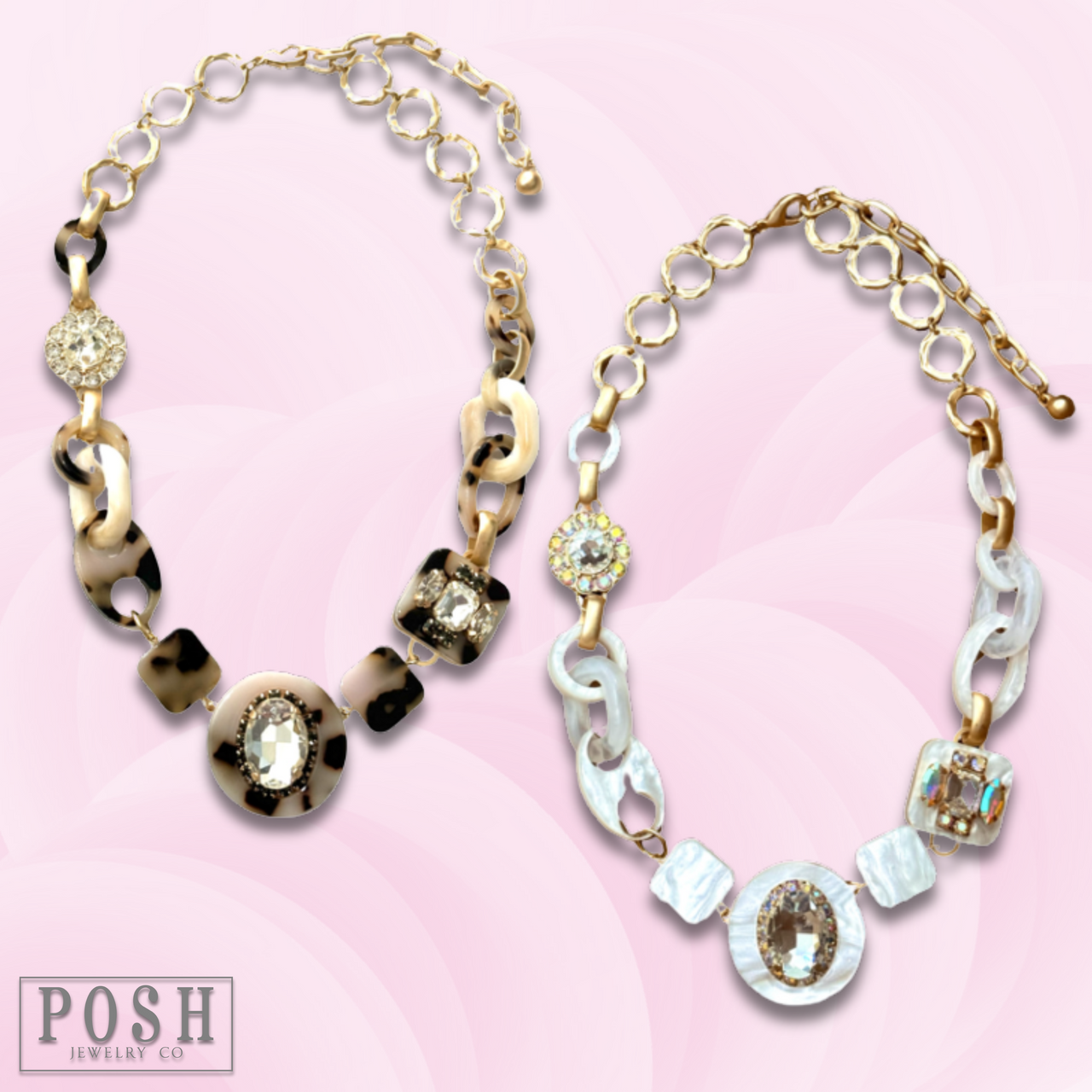 Acrylic chain and rhinestone necklace