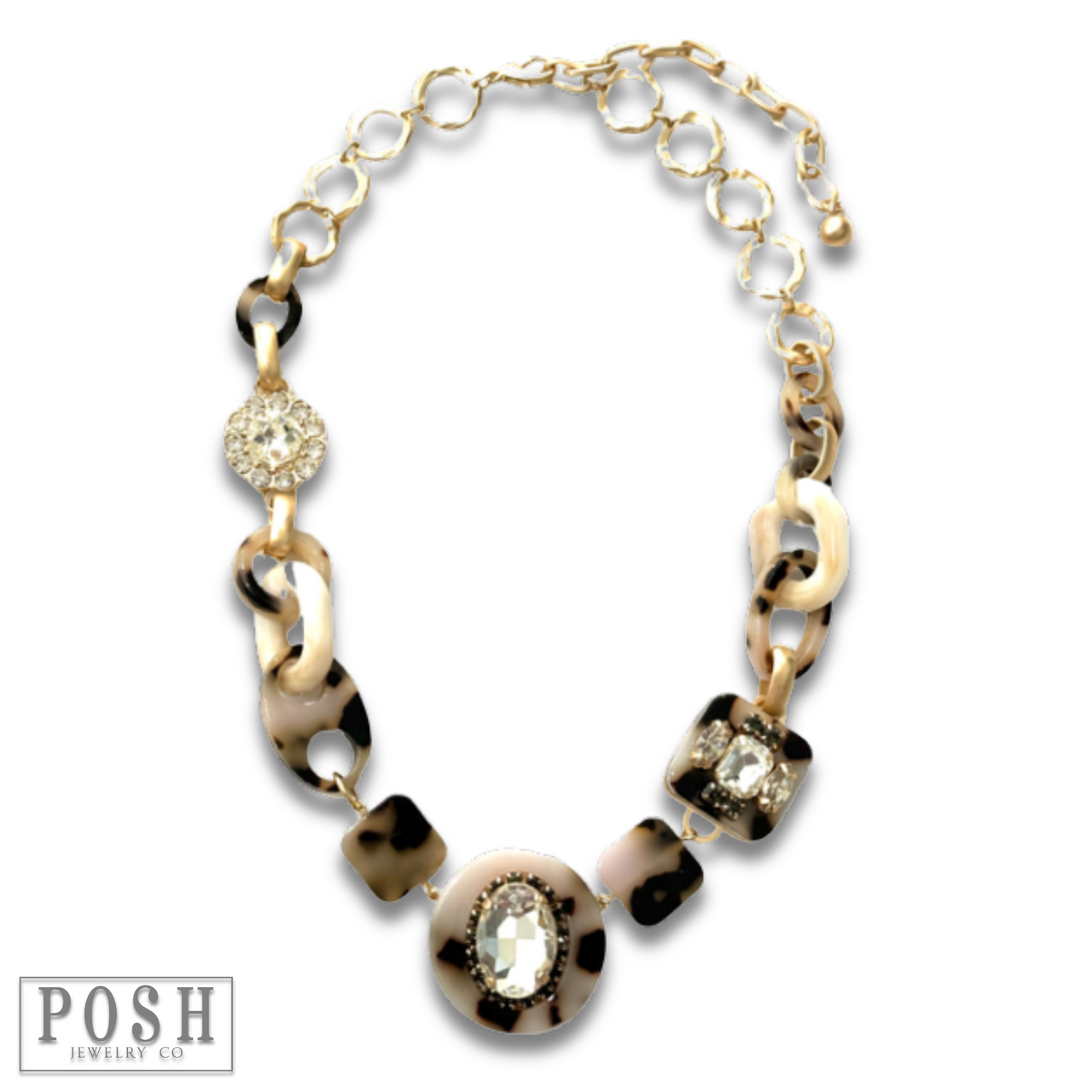 Acrylic chain and rhinestone necklace