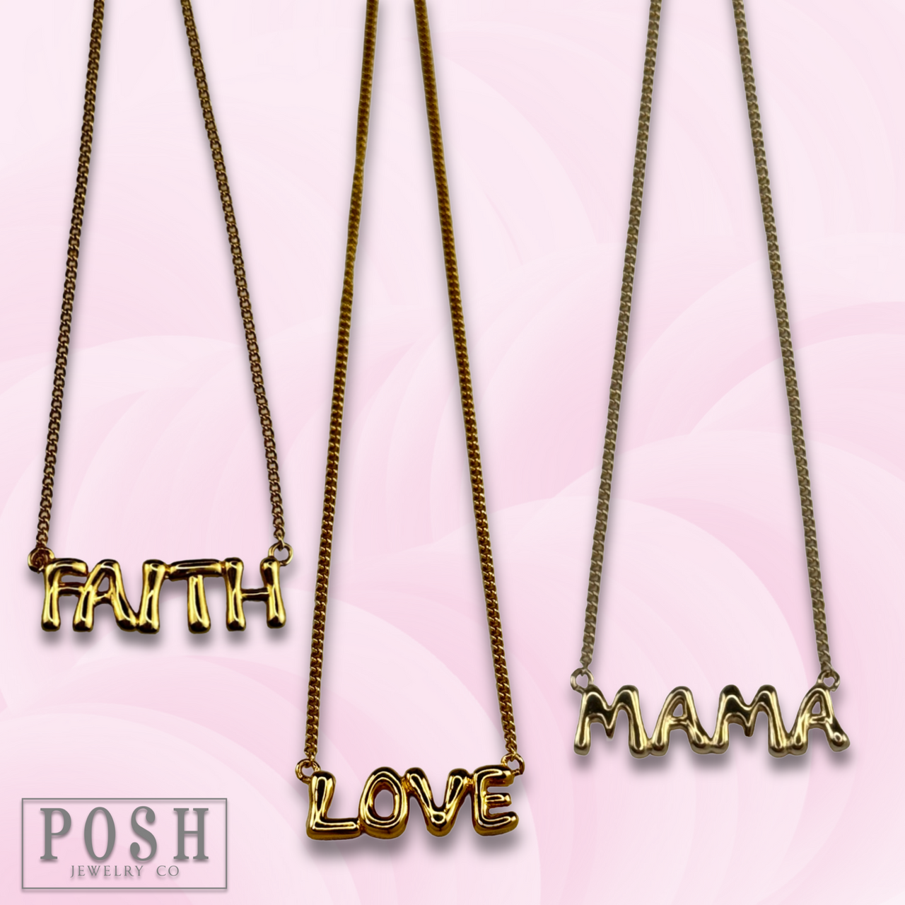 Bubble letter pendant necklace