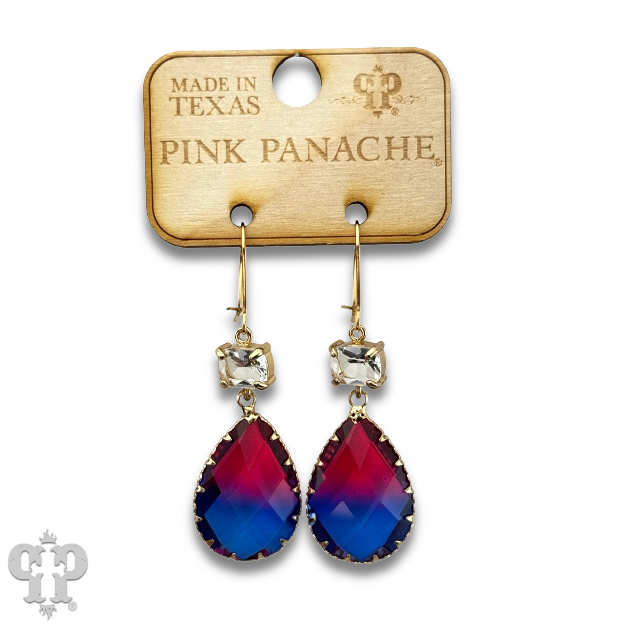 Ombre multi-color rhinestone teardrop earring