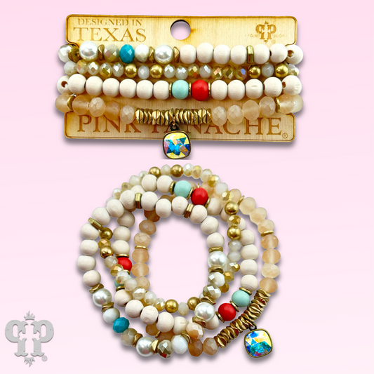 Multi-color and white bracelet set, Austrian crystal