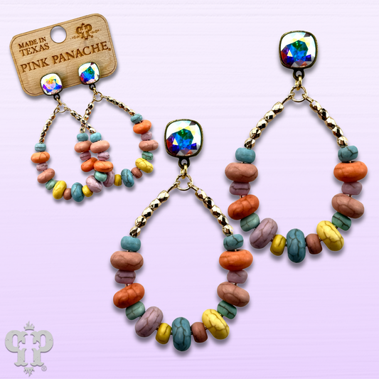 Pastel multi-color teardrop, Austrian crystal earring