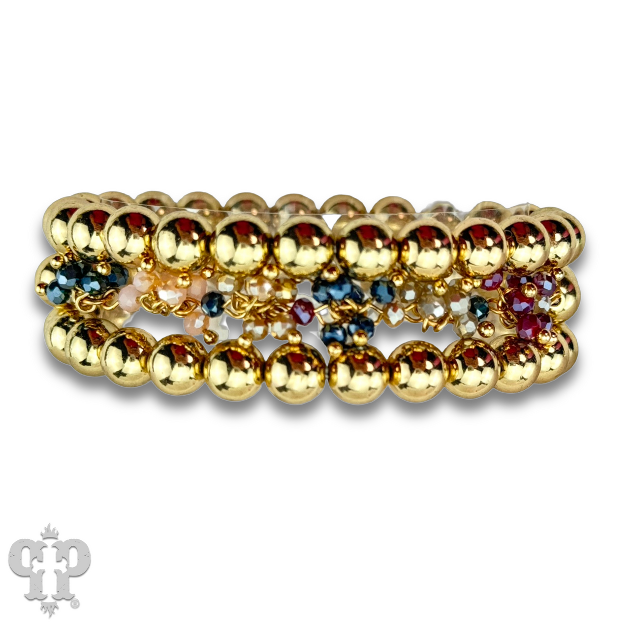 Gold and multi-color bead bracelet set
