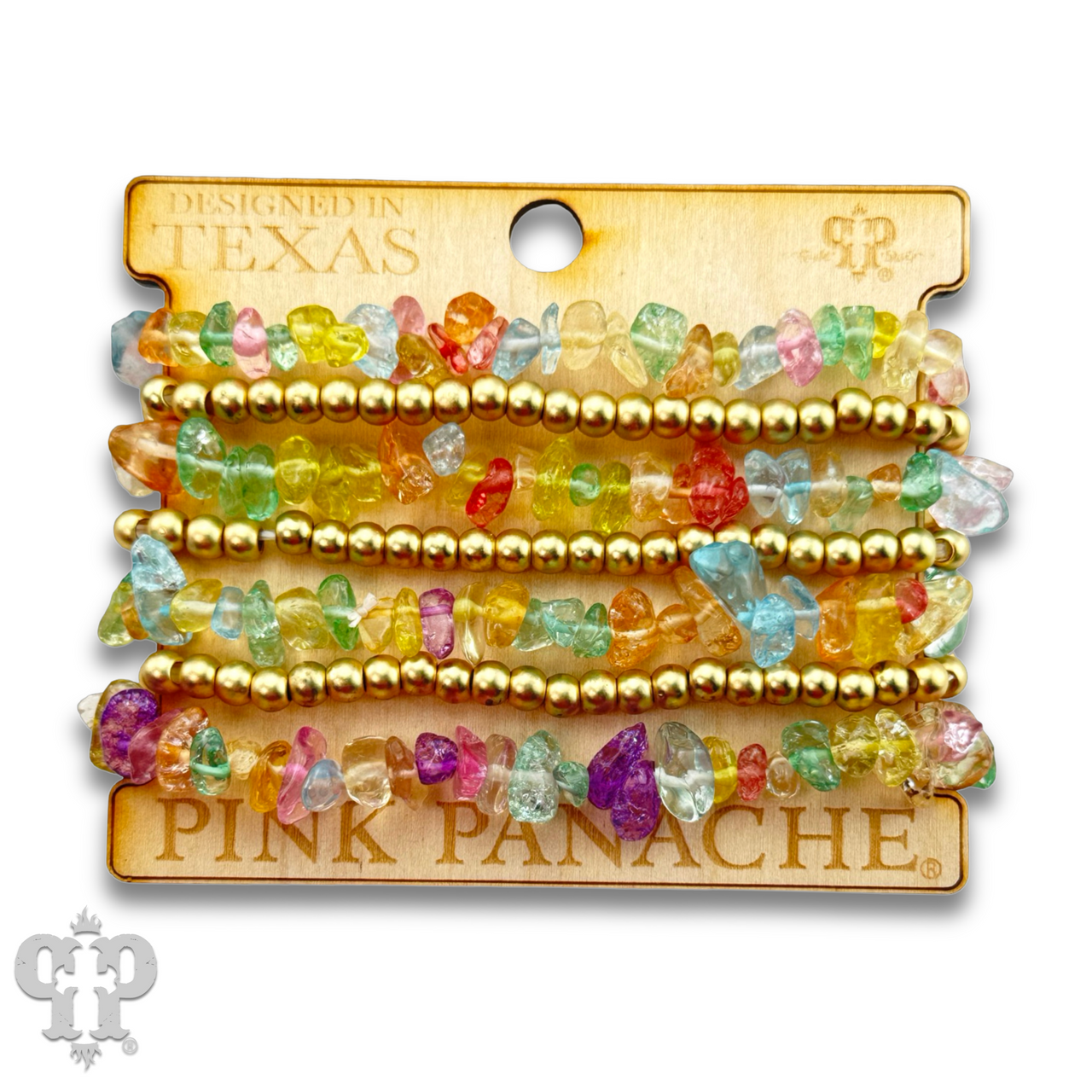 Seven strand multi-color quartz bead bracelet set