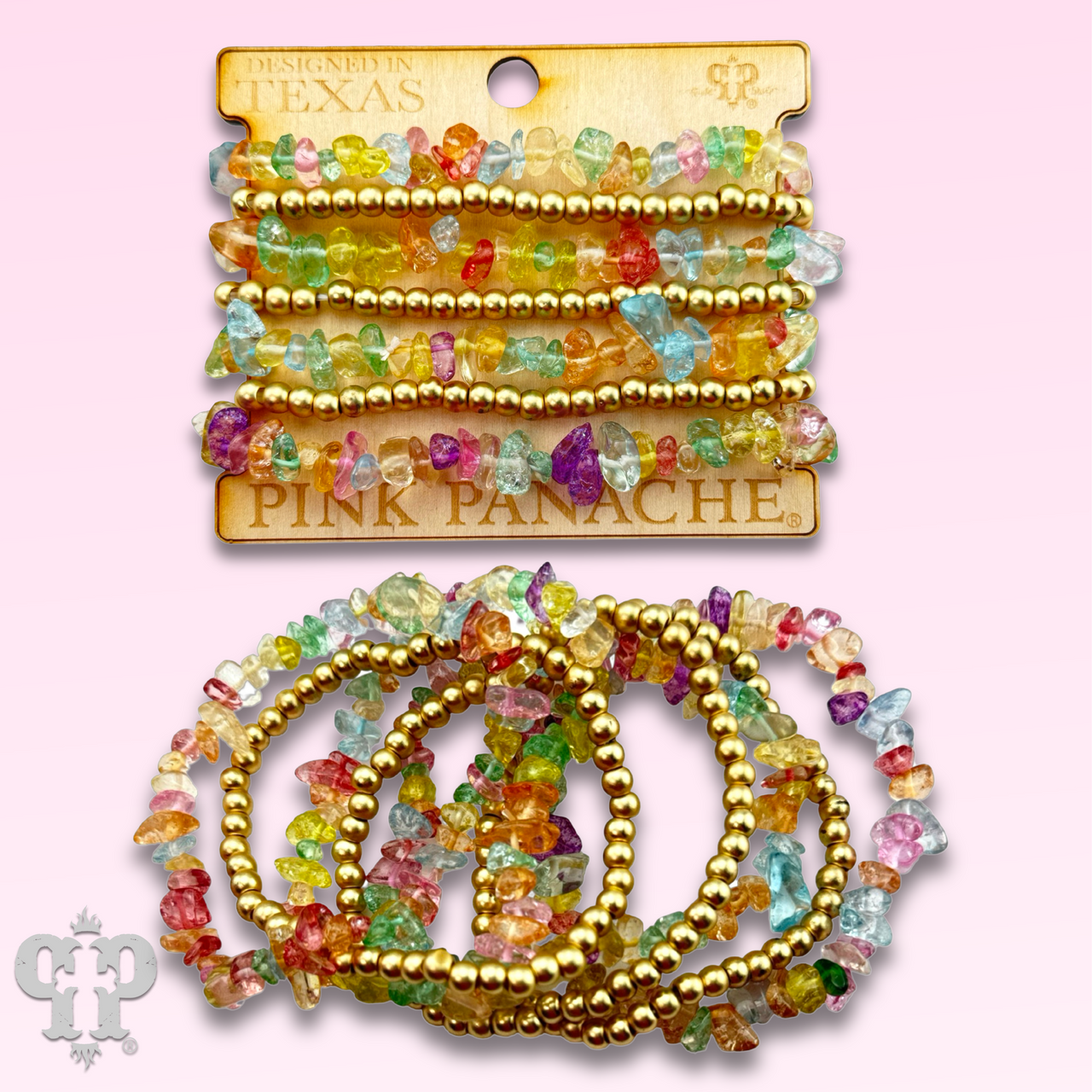 Seven strand multi-color quartz bead bracelet set