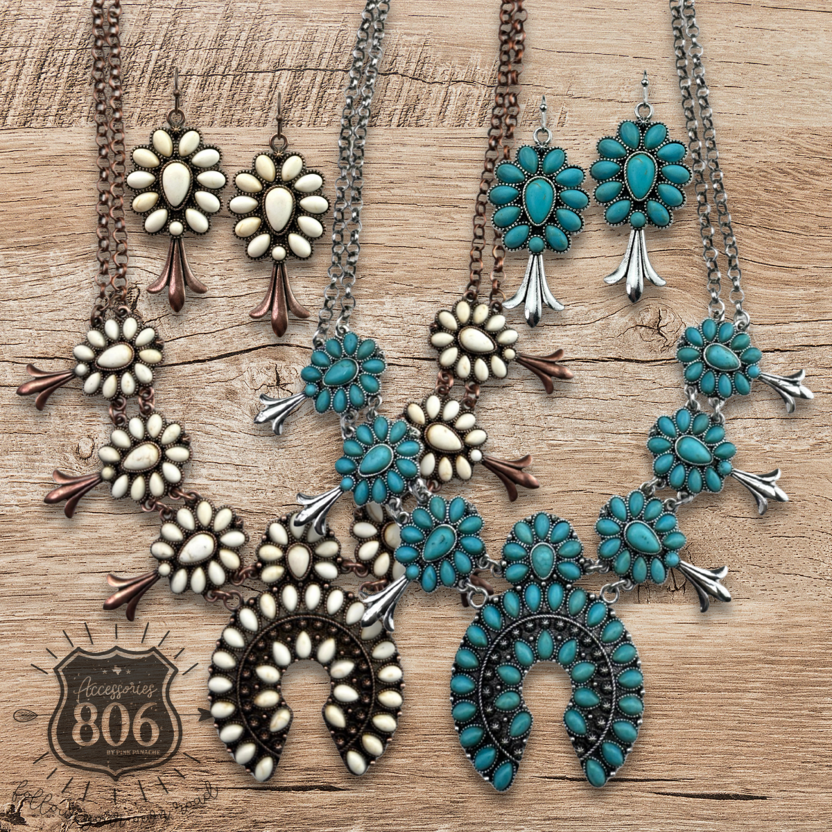Stone squash blossom necklace set