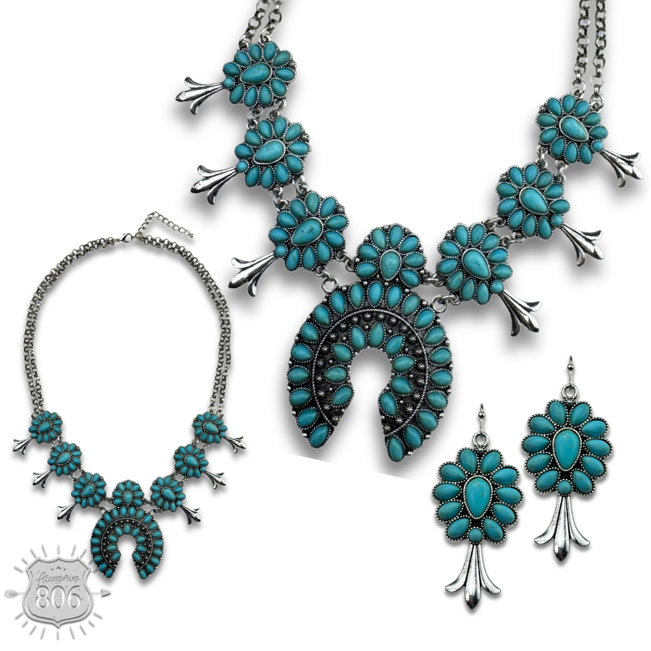 Stone squash blossom necklace set