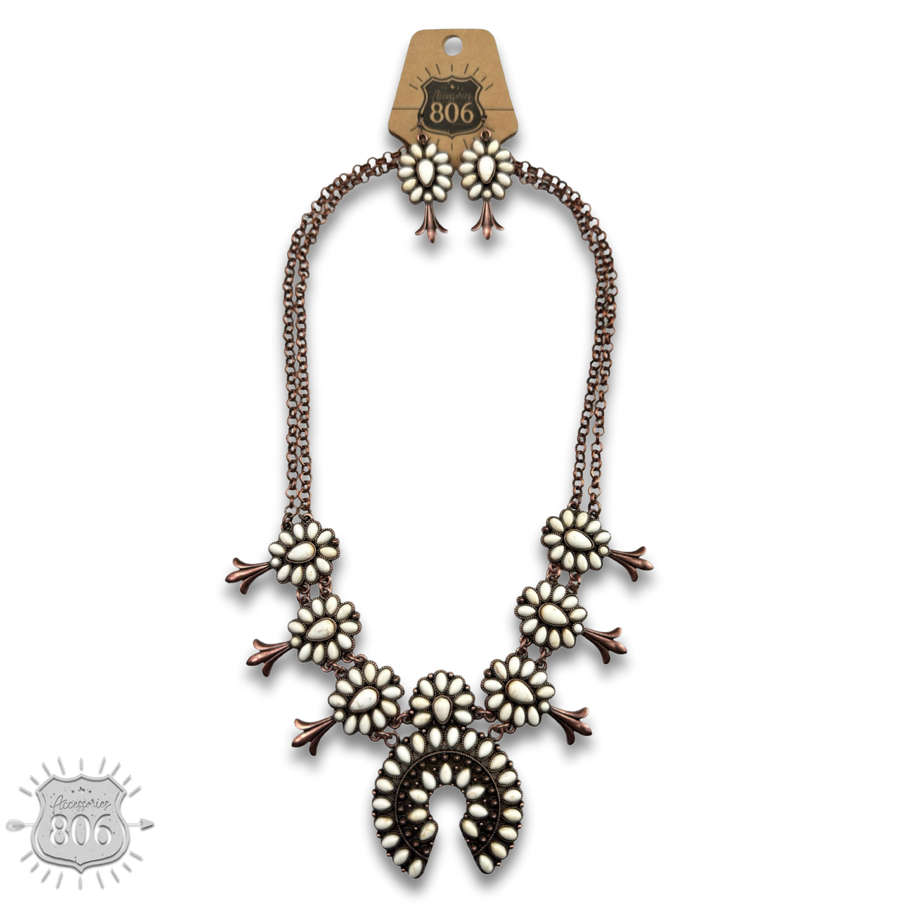 Stone squash blossom necklace set