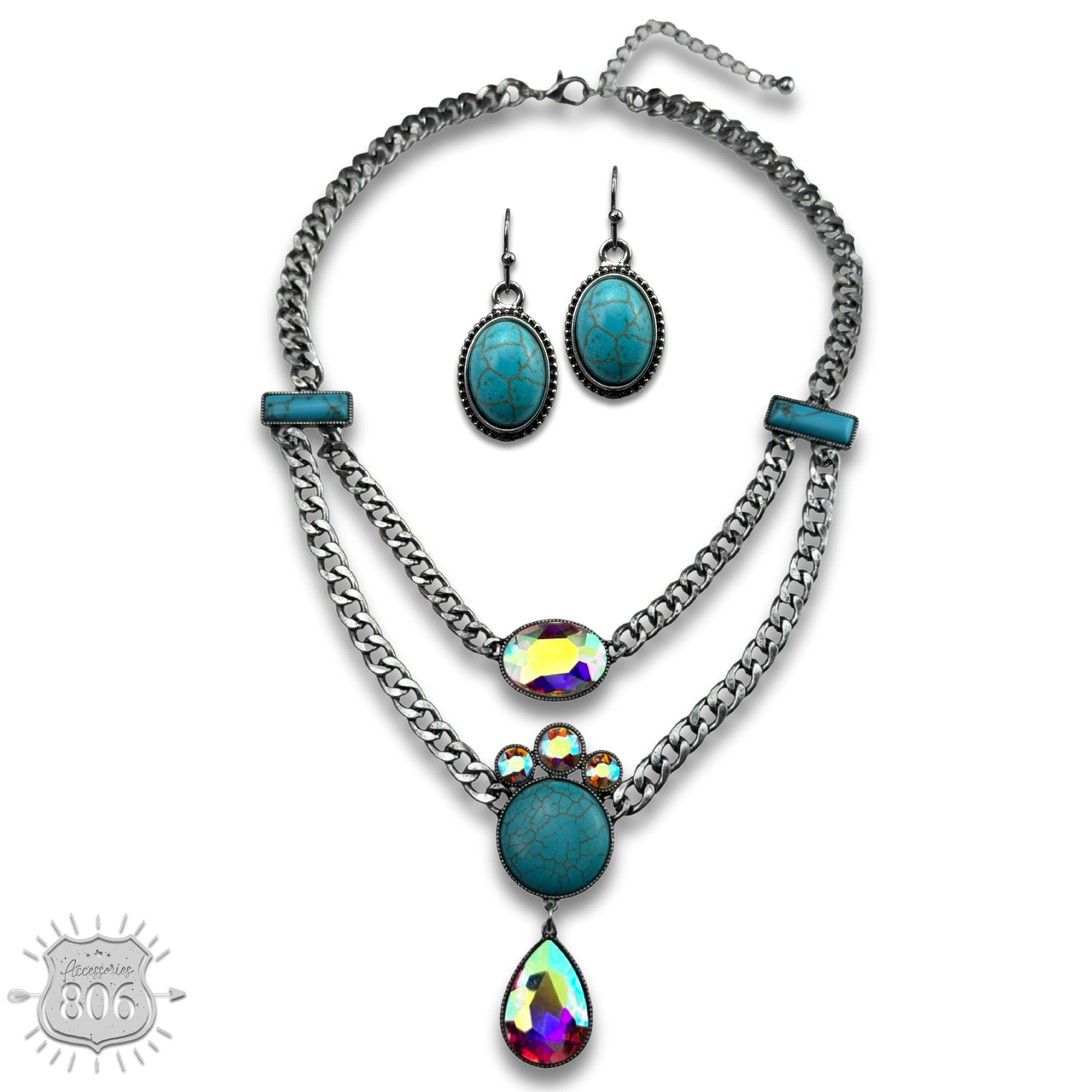 Rhinestone charmed necklace set