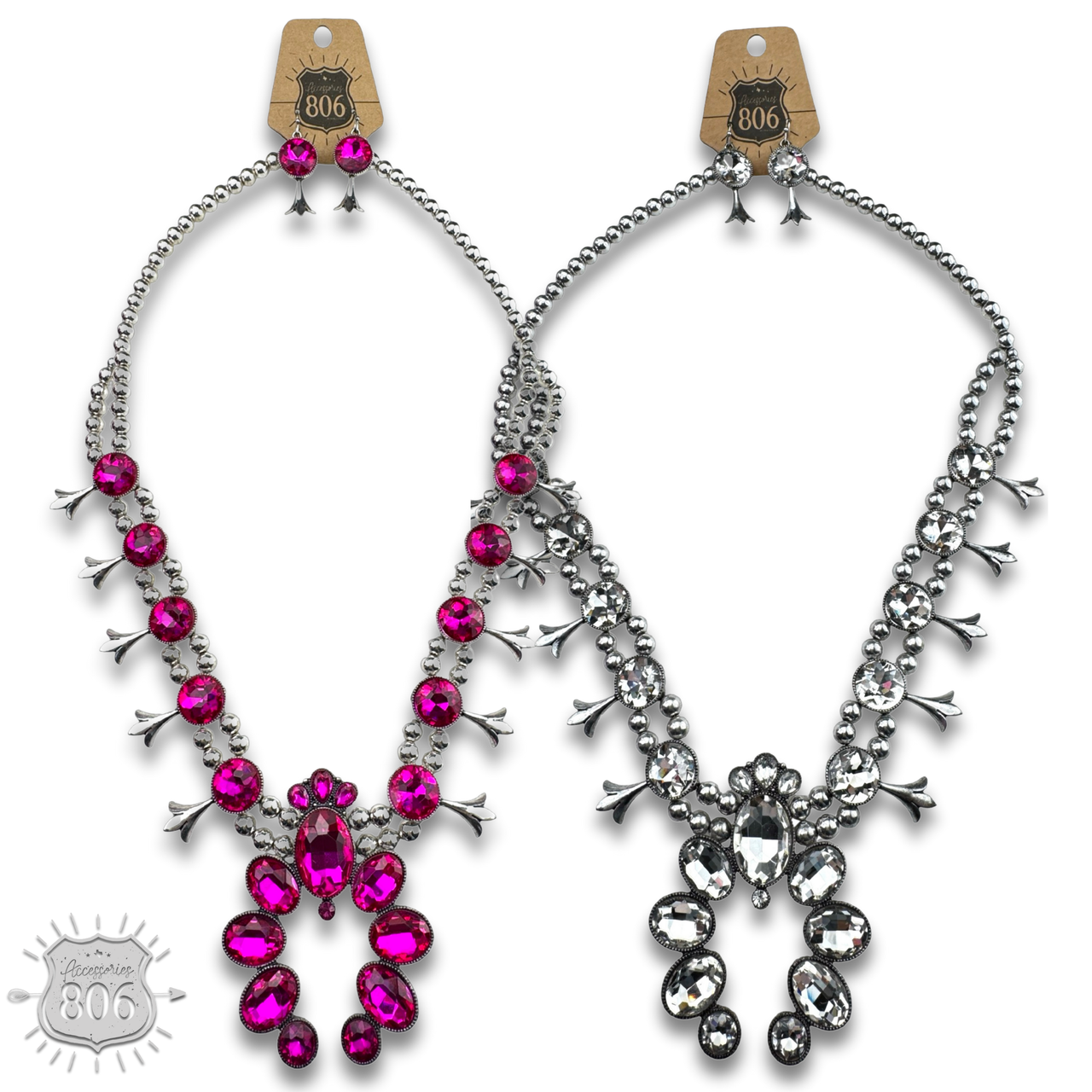 Rhinestone squash blossom necklace set