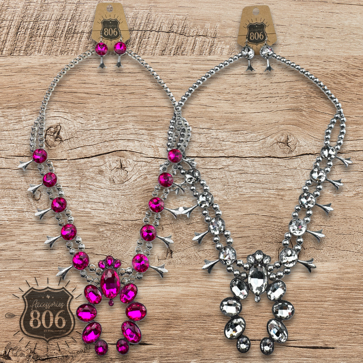 Rhinestone squash blossom necklace set