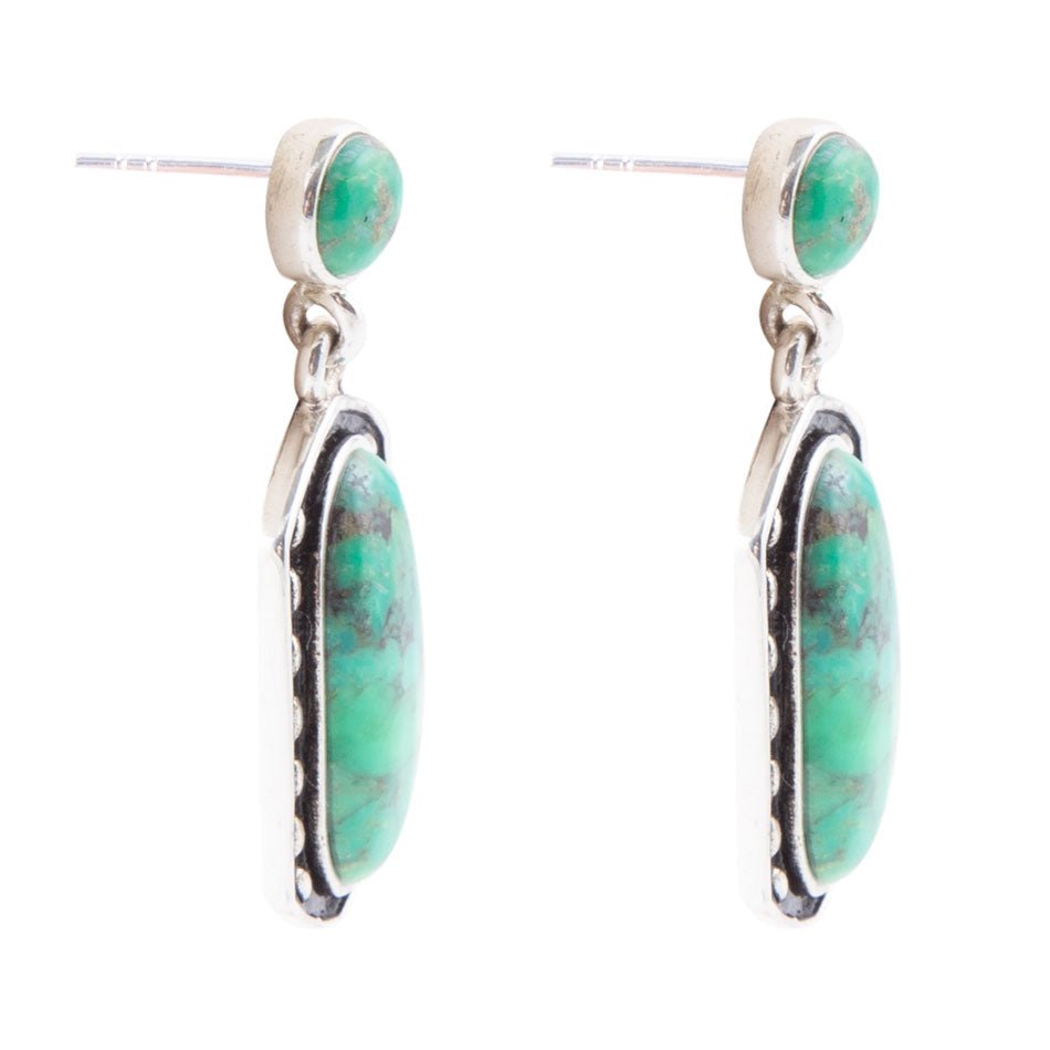Shielded Lime Turquoise and Sterling Silver Earrings