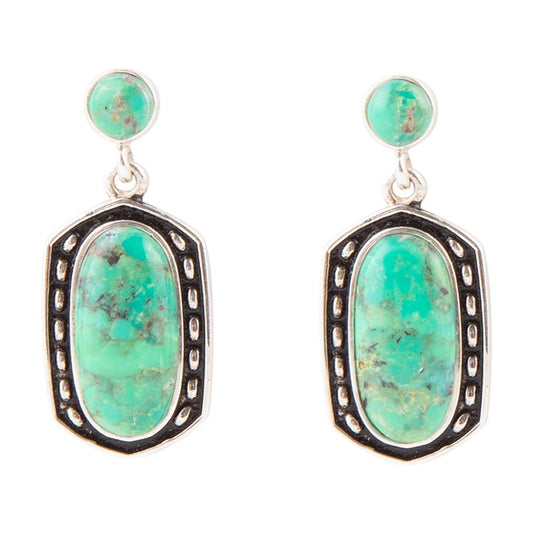 Shielded Lime Turquoise and Sterling Silver Earrings