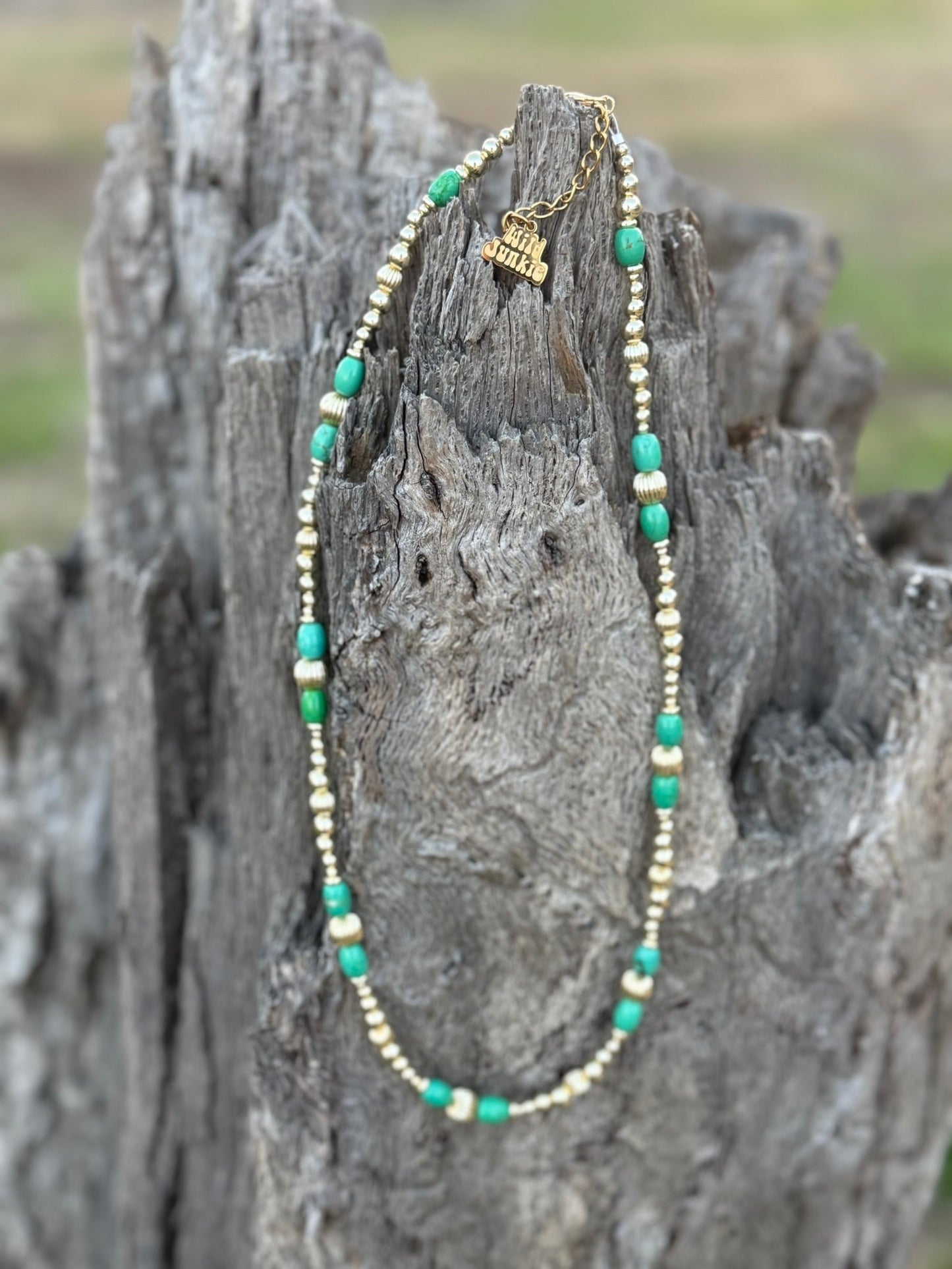 Turquoise And Gold Beaded Necklace