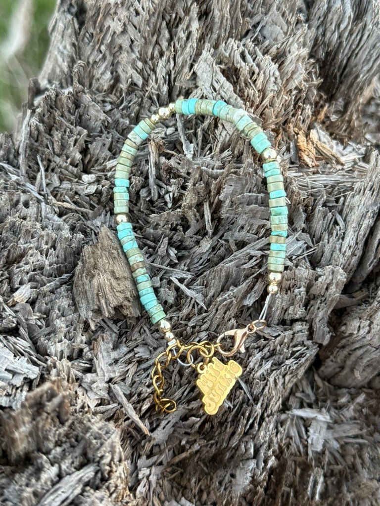 Golden Turquoise Trail Heishi Beaded Bracelet