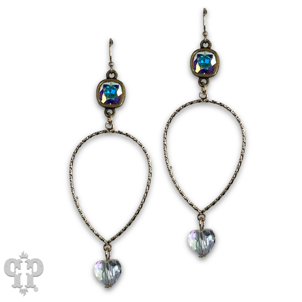 Crystal heart teardrop earring with Austrian crystal