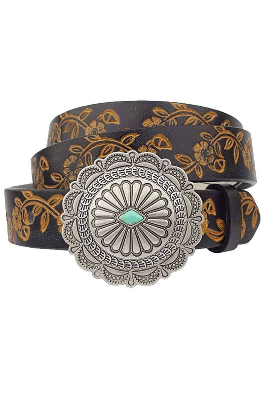 Western Concho Buckle with Hand Painted Belt