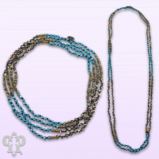 Turquoise blue bead necklace