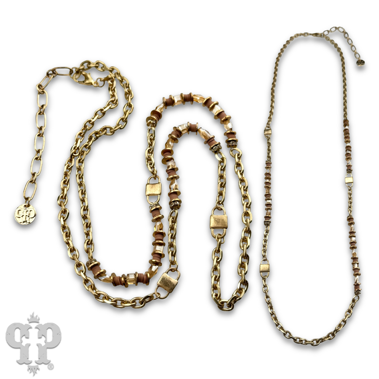 Gold chain and champagne bead necklace