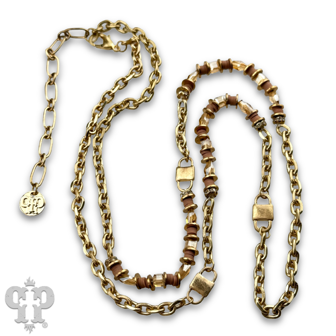 Gold chain and champagne bead necklace