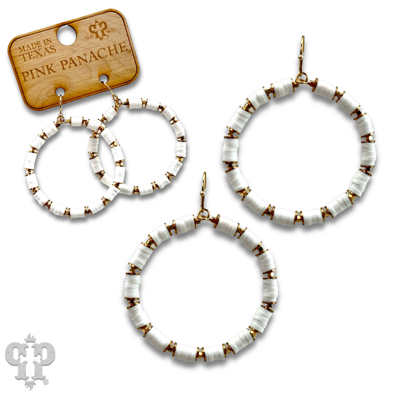 White rubber bead circle earring