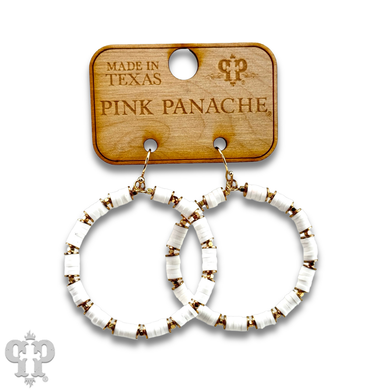 White rubber bead circle earring