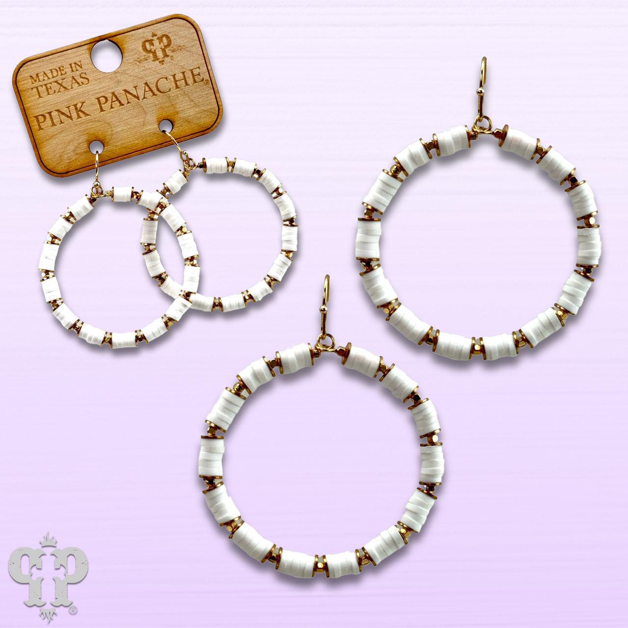 White rubber bead circle earring
