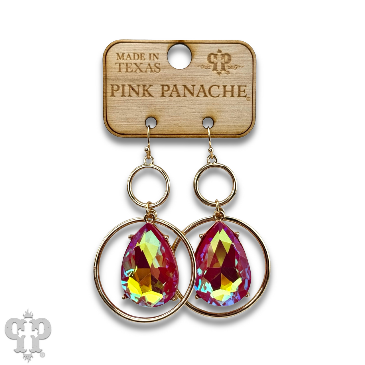 Pink rhinestone teardrop earring